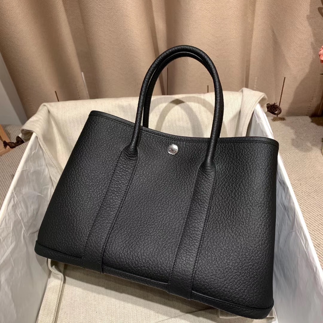 에르메스 가든파티30 블랙 은장 바쉬 컨트리